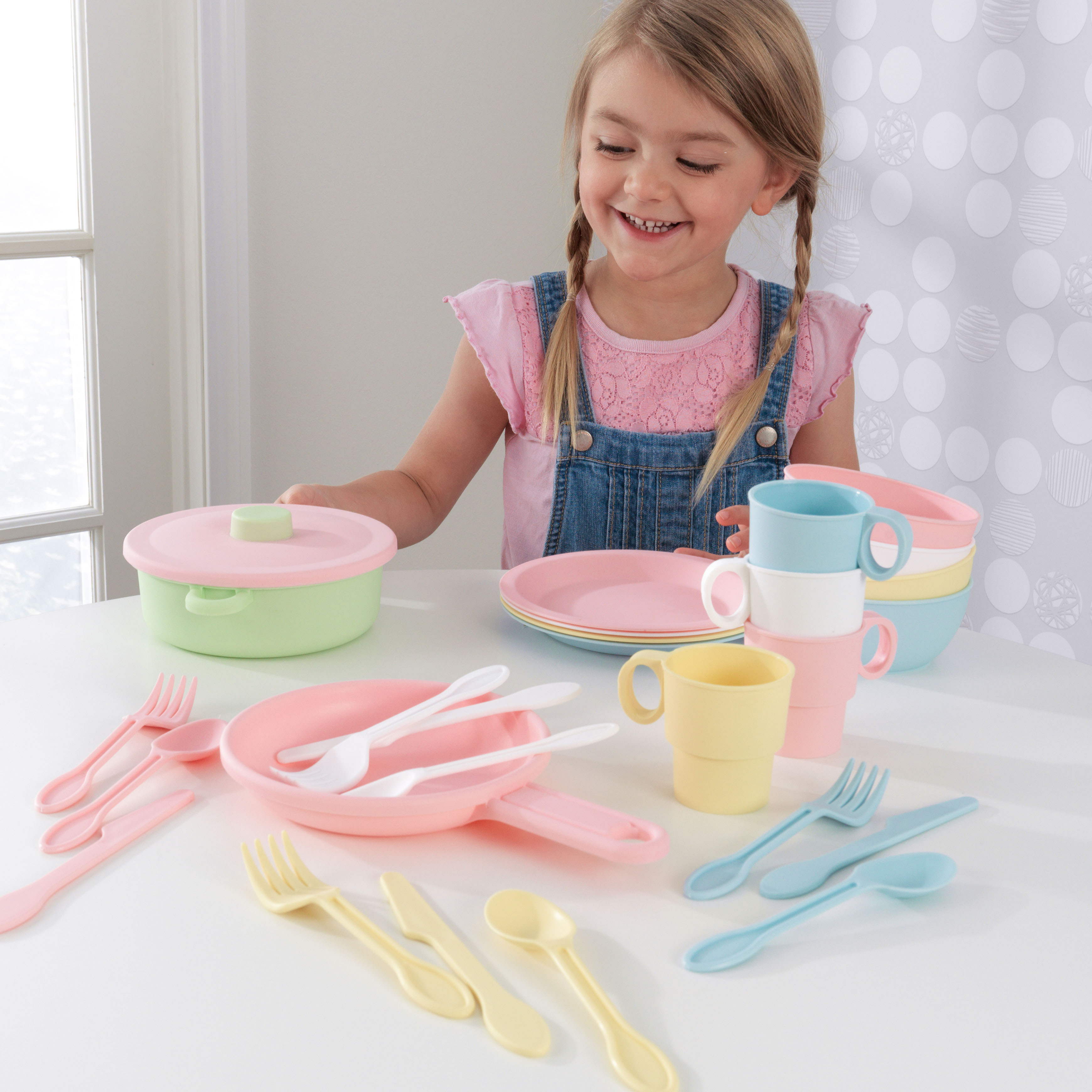 KidKraft 27-Piece Pastel Cookware Set, Plastic Dishes & Utensils for Play Kitchens - image 3 of 5