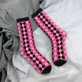 thumbnail image 5 of Zufioo pink and black argyle Thigh High Socks,Knee High Socks For Women and men,Over the Calf Tube Socks.Athletic Socks, 5 of 6
