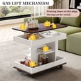 thumbnail image 4 of GZXS Multifunctional End Table with Lift-Top, Rotating Surface & Lockable Wheels - Mobile Sofa Side Table with Storage for Living Room or Bedroom (White+Brown), 4 of 10