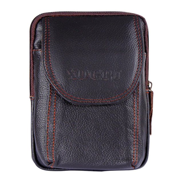 MesaSe Cowhide Leather Fanny Waist Bag Solid Color Three-layer Belt Bum Pouch Bags