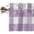 thumbnail image 5 of Kitchen Curtain Valance, Purple and White Buffalo Check Plaid Gingham Farmhouse Decoration Short Rod Pocket Window Curtain Tiers for Bedroom, Bathroom, 2 Panel, 27.5" W x24 L, 5 of 5