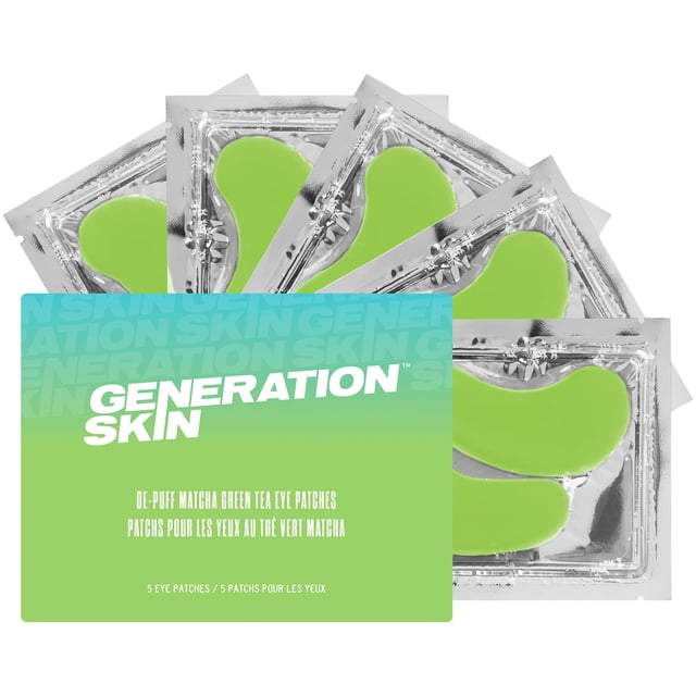 Parches para ojos Generation Skin para ojeras e hinchazón Mascarilla debajo de los ojos con ácido hialurónico y té verde Matcha Parches debajo de los ojos veganos y libres de crueldad animal Mascarill