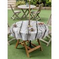 thumbnail image 4 of Outdoor Tablecloth with Umbrella Hole for Patio/Picnic/Party/Camping, Grey White Wooden Waterproof Table Cloth Round Cover Washable, Vintage Elegant Pastoral Retro Art (Dia 60"), 4 of 9