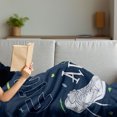 thumbnail image 3 of Adventure Soft Flannel Fleece Blanket, Youthful Design Find Your Adventure Words Forest Elements and Sneakers, Cozy Plush for Indoor and Outdoor Use, 60" x 80", Dark Blue Black Green, by Ambesonne, 3 of 5