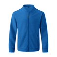thumbnail image 7 of WTOBBY Men's Waffle Texture Casual Jacket, Retro Stand Collar Zip Front Outerwear with Kangaroo Pocket, Loose Fit Lightweight Layering Piece,Blue L, 7 of 7