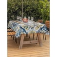 thumbnail image 4 of Rectangle Outdoor Tablecloth With Umbrella Hole And Zipper– Boho Retro Waterproof Patio Table Cover for Party, Picnic, Backyard, 54"x80" , Ethnic Tribal Floral Pattern Blue Yellow, 4 of 8