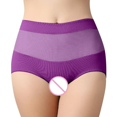 PEASKJP Thongs Shapewear for Women Bikini Panties Underwear High Waist Cotton Briefs Ladies Panties Tummy Control Panty Full Coverage Purple L