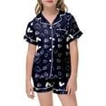thumbnail image 3 of Valentine Pajamas Girls 10-12 Heart Printed Fashion Short Set Sleepwear for Children Shirt and Pant Matching Button Down Home Clothes 2 Piece Satin Pajama Outfits 12-13 Years, 3 of 5