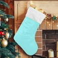 thumbnail image 5 of Light Blue Teal 18”Large Christmas Stocking for Christmas Decorations Xmas Fireplace Hanging Stockings with Plush Fur Classic Stockings for Family Holiday Stairs Xmas Home Decor Party Gifts, 5 of 6
