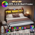 thumbnail image 6 of Gyfimoie Full Bed Frame with 4 Storage Drawers, LED Bed Frame with Wireless Charging & Outlets & USB & Type-C Port, Metal Platform Bed Frame with 2-Tier Storage Headboard, No Box Spring Needed(Full), 6 of 8