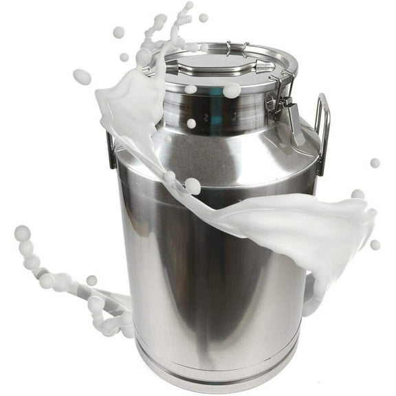 Milk Bucket 16 Gallon Food Grade Stainless Steel Milk Transport Can Wine Pail Bucket Tote Jug with Sealed Lid Heavy Duty Milk Wine Liquid Storage Container Silver (16 Gallon / 60 Liters)