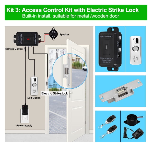 Wireless Access Controller System Kit Remote Control Door Opener Household Electric Lock ,Long Lasting