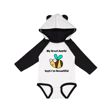 

Inktastic Bee Great Auntie says I m Beautiful Gift Baby Boy or Baby Girl Long Sleeve Bodysuit