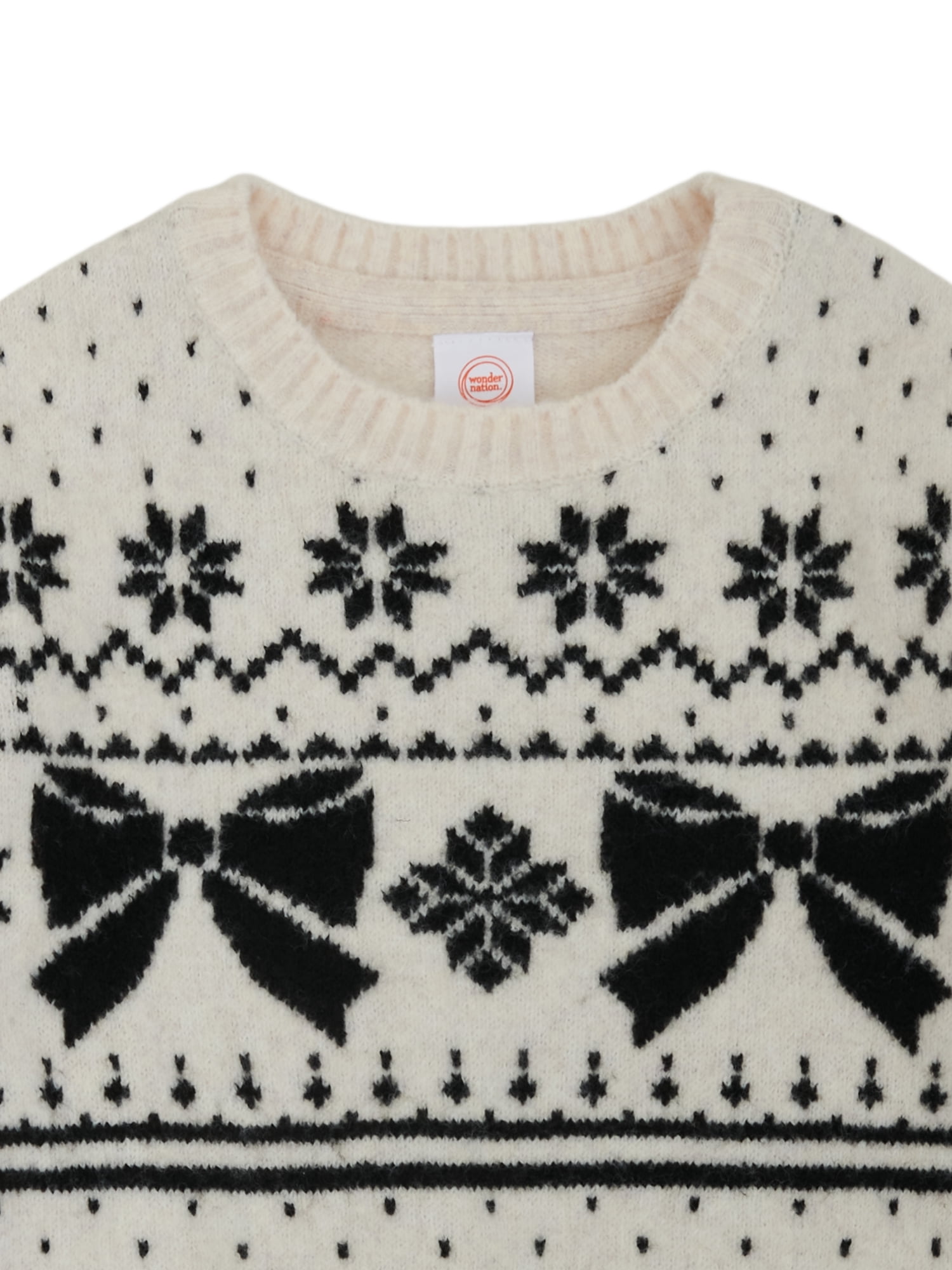 Wonder Nation Girls Holiday Fair Isle Sweater, Sizes 4-18 & Plus