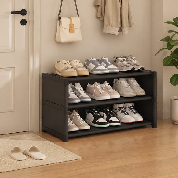 Stackable Shoe Rack for Closet and Entryway, Compact Storage Organizer
