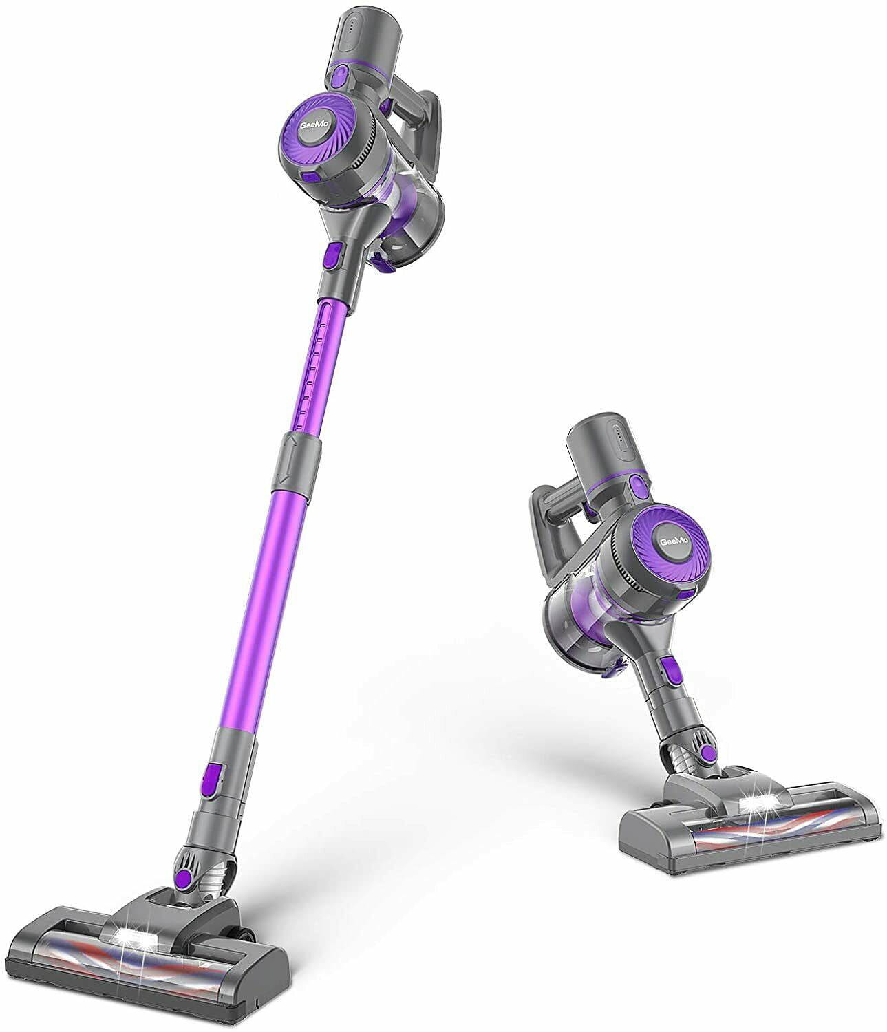 GeeMo Cordless Vacuum, Stick Vacuum Cleaner, Lightweight, Adjustable Tube,  Anti-Static Design, Purple