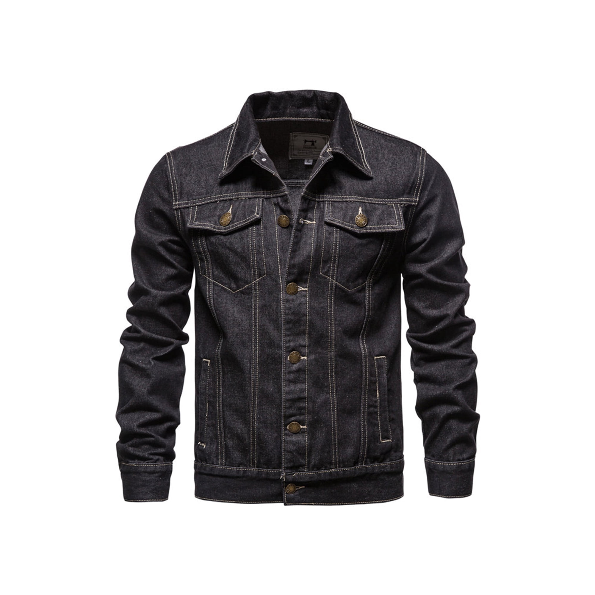 Black denim jacket mens style best sale