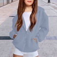 thumbnail image 2 of Girls Zip up Hoodie Jacket Teen Fleece Full Zip Oversized Casual Cardigan Sweatshirts Fashion Fall Jackets Coats with Pockets, 2 of 5