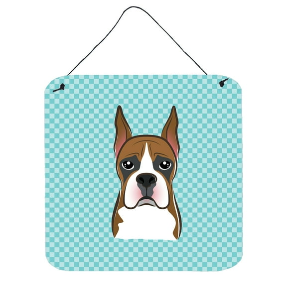 Checkerboard Design with Dog Wall or Door Hanging Prints