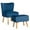 Blue, variant on Topbuy Chair Ottoman Set Modern Curved Tufted Sofa Chair Set with Velvet Upholstery Green