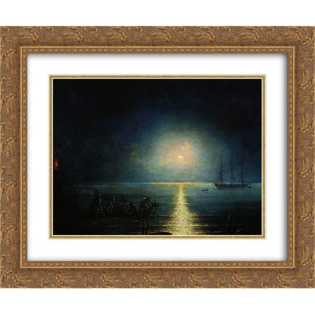 Ivan Aivazovsky 2x Matted 24x20 Gold Ornate Framed Art Print 'Smugglers'