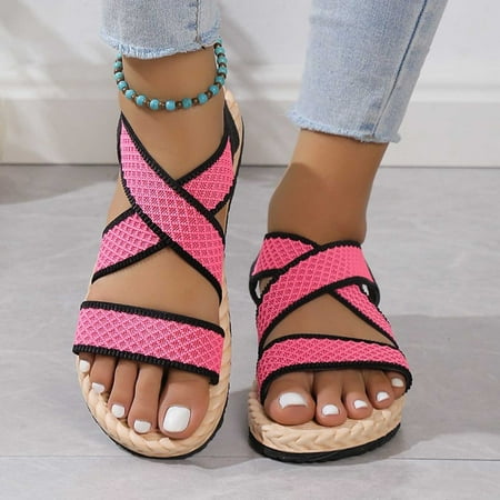 

Wavsuf Sandals for Women Casual Summer Beach Pink Sandals Shoes Size 7