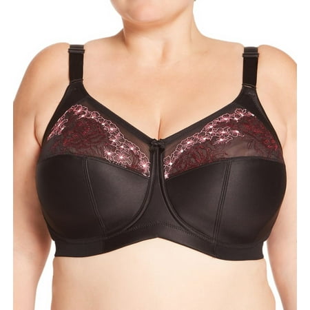 

Women s Elila 1801 Swiss Embroidery Wireless Softcup Bra (Black 46D)