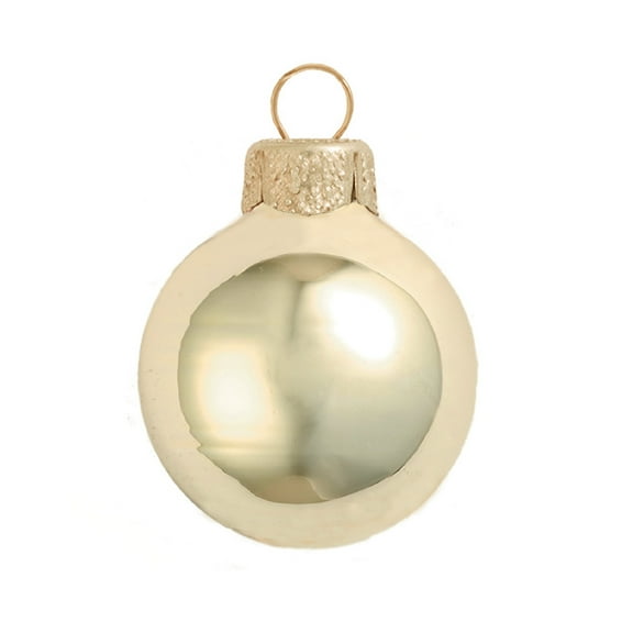Whitehurst Shiny Finish Glass Christmas Ball Ornaments - 4" (100mm) - Champagne Gold - 6ct
