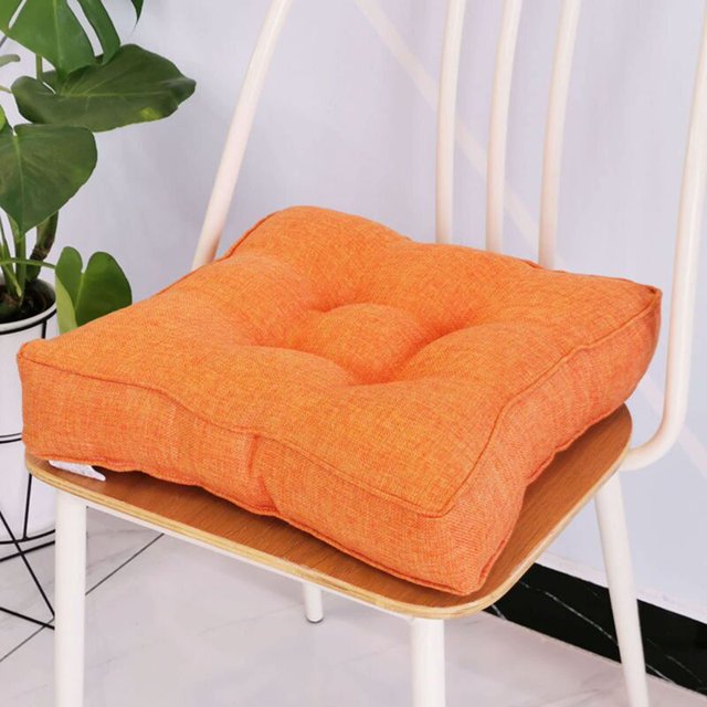 Cojín para silla de jardín, grueso 10 cm, algodón suave, 40 x 40 cm, para oficina, comedor, hogar (40 x 40 x 10 cm, Naranja)