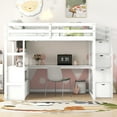 thumbnail image 3 of Euroco Modern Wood Full Size Loft Bed with Desk, Shelves and Drawers for Kids Teens, White, 3 of 15