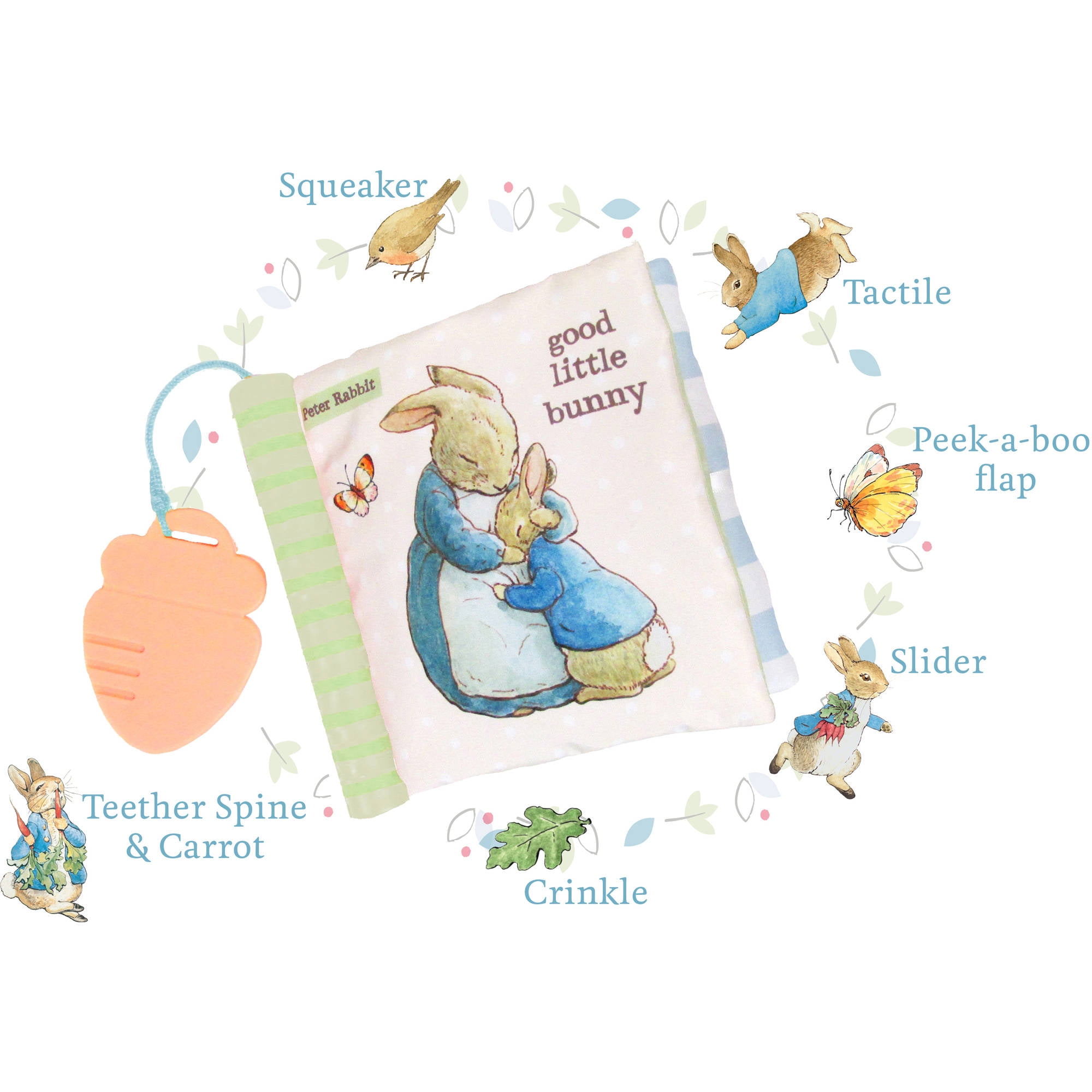 Baby Kids Night Night Peter Rabbit Soft Cloth Crinkle Book Toy Gift LC 