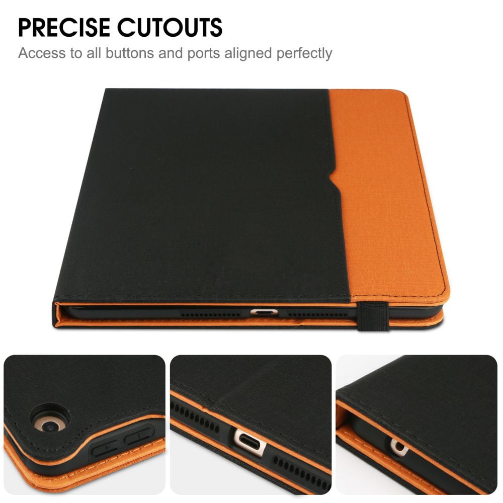 iPad 6th/ 5th Generation Cases, iPad Air 2/ Air Case, iPad 9.7 Inch Case Cover 2018/2017 with Pencil Holder, Auto Sleep/Wake, Multiple Viewing Angles - A1893 / A1954 / A1822 / A1823, Black/Brown