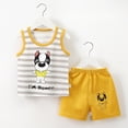 thumbnail image 4 of TOWED22 Baby Boy Summer Clothes Contrast Color Sleeveless Tops Elastic Waist Shorts Toddler Outfits Cute Set Light Yellow,6-12 M, 4 of 4