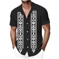 thumbnail image 2 of HAOTAGS Men's Short Sleeve Vintage Shirt, Cuban Collar Button Up Shirt Floral Print Casual Summer Shirt Breathable Blouse Black L, 2 of 4