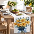 thumbnail image 2 of Table Runner Watercolor Yellow Flowers Green Table Decoration for Kitchen Dinning Blue Bow Table Decoration for Indoor Outdoor Party Wedding Decor 13x72inch, 2 of 7