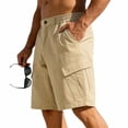 thumbnail image 5 of Cargo Shorts for Men Summer Casual Elastic Waist Straight Leg Knee Length Hiking Work Shorts with Pockets, 5 of 8