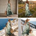 thumbnail image 3 of FOR U DESIGNS Green Tree Leaf Print Matching Outfits Linen-Style Couple Clothes Sets Sleeveless Summer Dresses for Women, Men's Casual Button-Down Shirts, 3 of 7