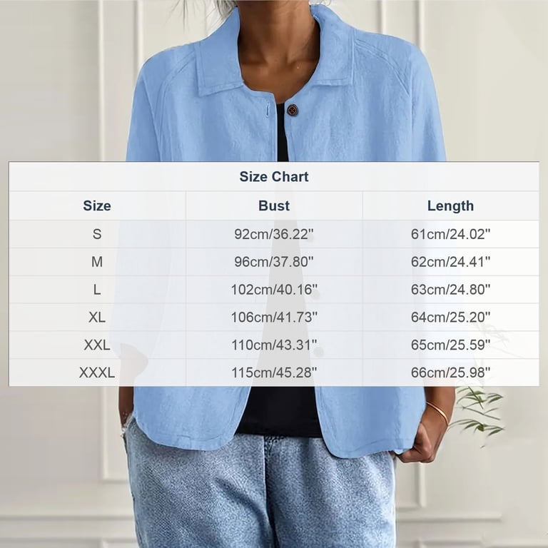 Womens Oversized Cotton Linen Blazer Cute Long Sleeve Peter Pan