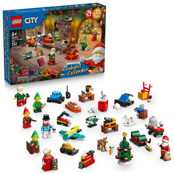 LEGO City Advent Calendar 2026 - Christmas Advent Calendar for Kids, Ages 5 - Holiday Family Activity - With Santa, Mrs. Clause, 3 Elves & Snowman Minifigures - 60510