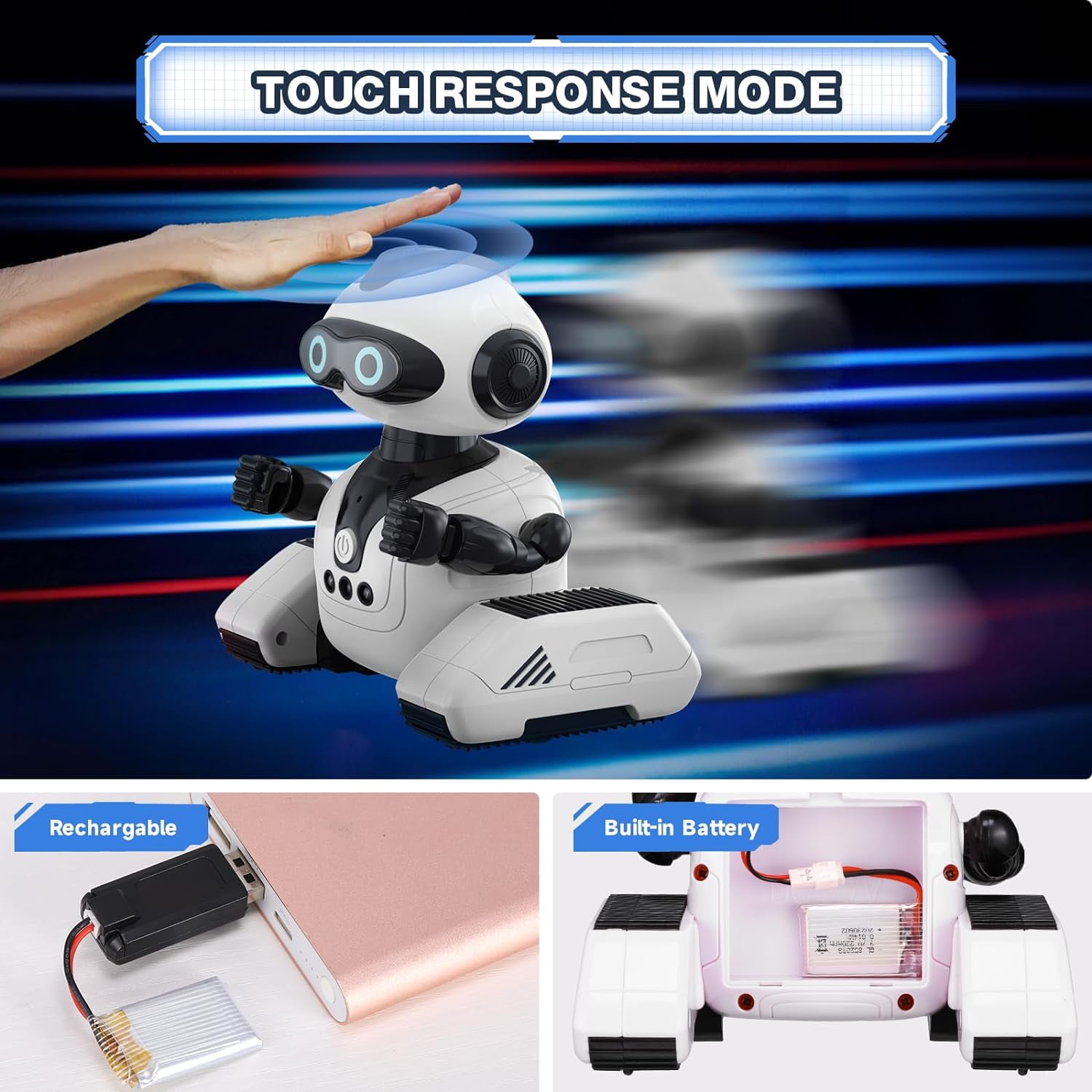 Jouet Robot Rc, Robot Télécommandé à Détection de Gestes, Dansant, Programmable, Robot Intelligent pour Enfants de 3 4 5 6 7 8 12 Ans, Filles, Cadeaux de Noël, Cadeau, Bleu