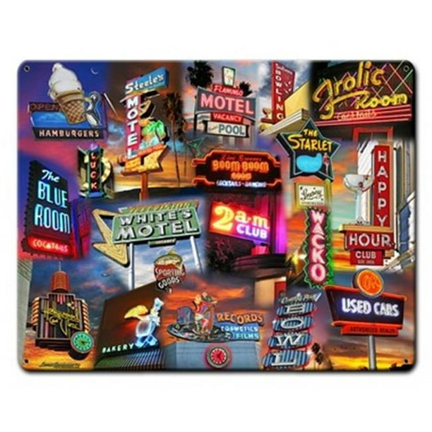 30 x 24 in. Neon Sign Collage Satin Metal Sign