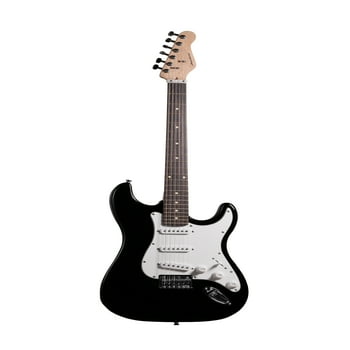 Ameritone "Learn to Play" Double Cutaway Black Electric Guitar with Play-A-Tab Chord Former, Headphone Amplifier, Gig Bag, and 3-Month Lesson Subscription