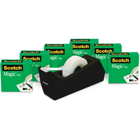 Scotch Magic Office Tape Value Pack with Desktop Dispenser, 6 Rolls, 3/4in. X 1000in. Per Roll, Clear