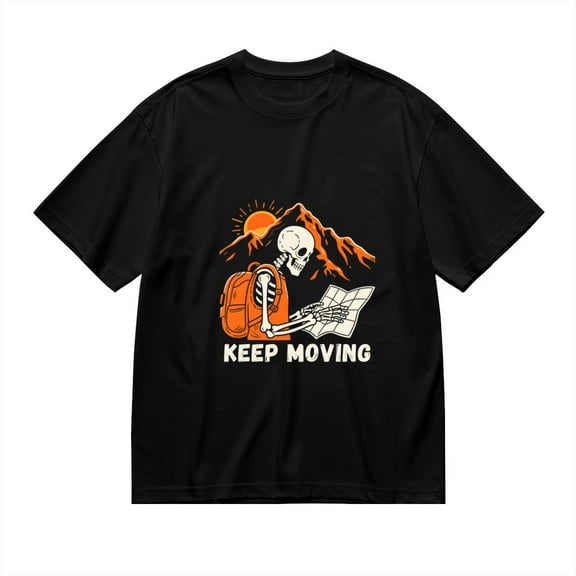 Black T Shirts for Men, Keep Moving,Skeleton Backpack Print Mens Graphic Tees, 24013938,S