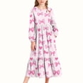 thumbnail image 2 of Xdegoge Valentine's Day Dress for Girls Heart Pattern Long Sleeve Maxi Dress Party Wear Cute Holiday Outfit for Kids, 2 of 6