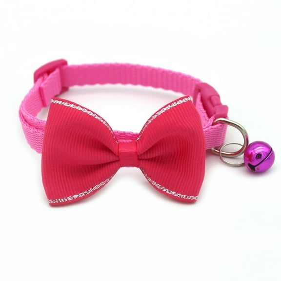 HEVIRGO Pet Bow Collar Solid Color Holiday Dress Up Adorable Pet Cats Bow-knot Collar with Bell for Christmas Red Polypropylene