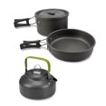 thumbnail image 3 of Utensilios de cocina al aire libre Camping Cocinar Pot Kit de utensilios de cocina Kit Portátil plegable Mango aislado Pan Mochilero Hervidor de agua Negro 3 piezas kenally OD003503-02B, 3 of 7