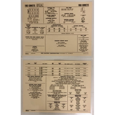 1963 Corvette L84 Fuelie Spec Sheet By Sun LIT-L-84