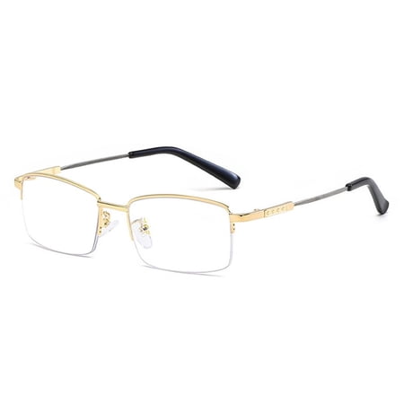 Office Simple Vintage Classic Eye Protection Memory Titanium Glasses Business Reading Glasses Anti-Blue Light GOLD STRENGTH 400