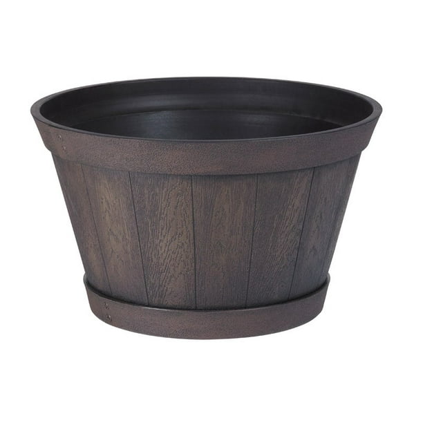 Southern 20.5 in. W Brown Resin Whiskey Barrel Planter